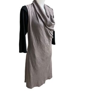 DANIELE FIESOLI FLAIR‎ GRAY COWL NECK KNITTED LINEN BLEND SWEATER DRESS SZ 46